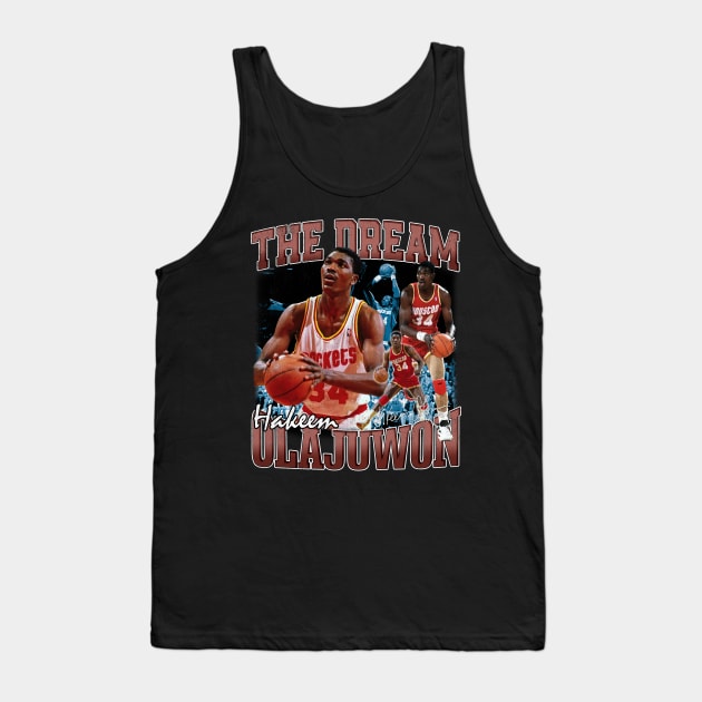 Hakeem Olajuwon The Dream Basketball Legend Signature Vintage Retro 80s 90s Bootleg Rap Style Tank Top by CarDE